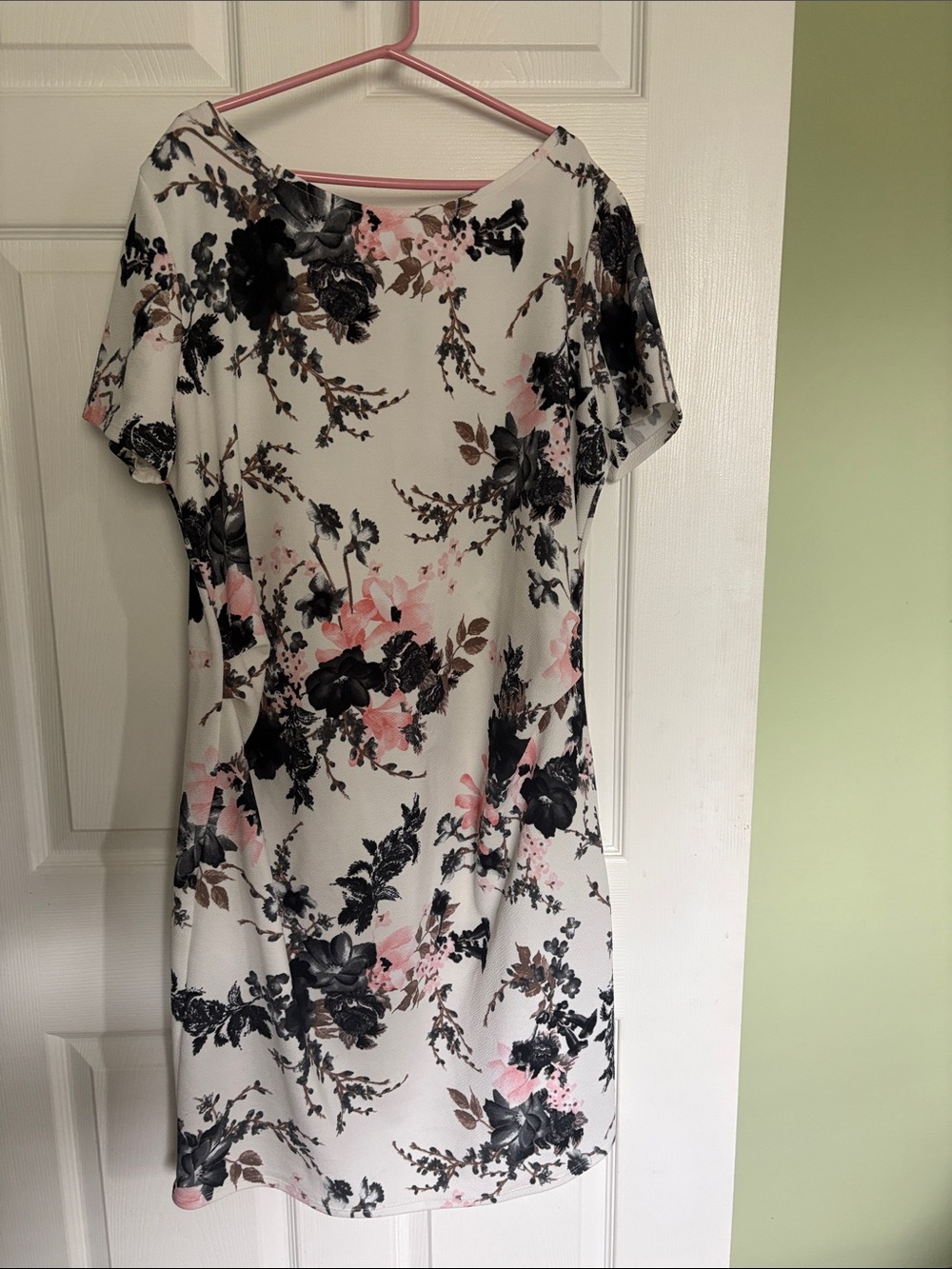 Pinkblush White Floral Midi Dress with Pink & Black Accents